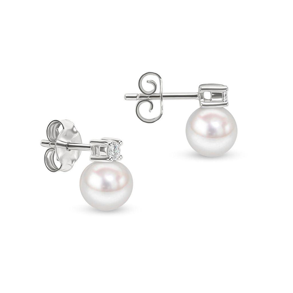 White Gold Akoya Pearl and Diamond Earrings - Main Image