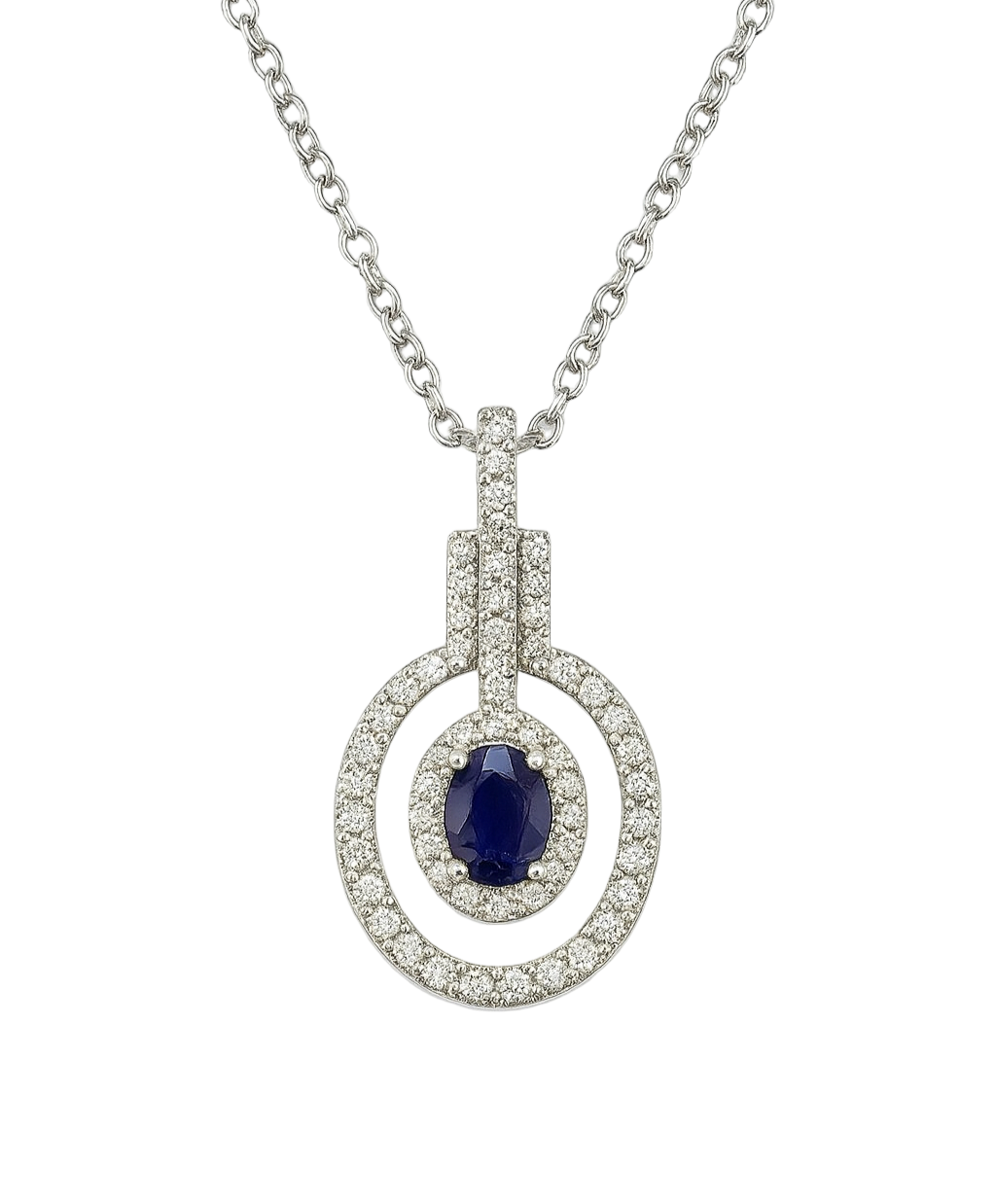 Sapphire Diamond Double Halo Pendant