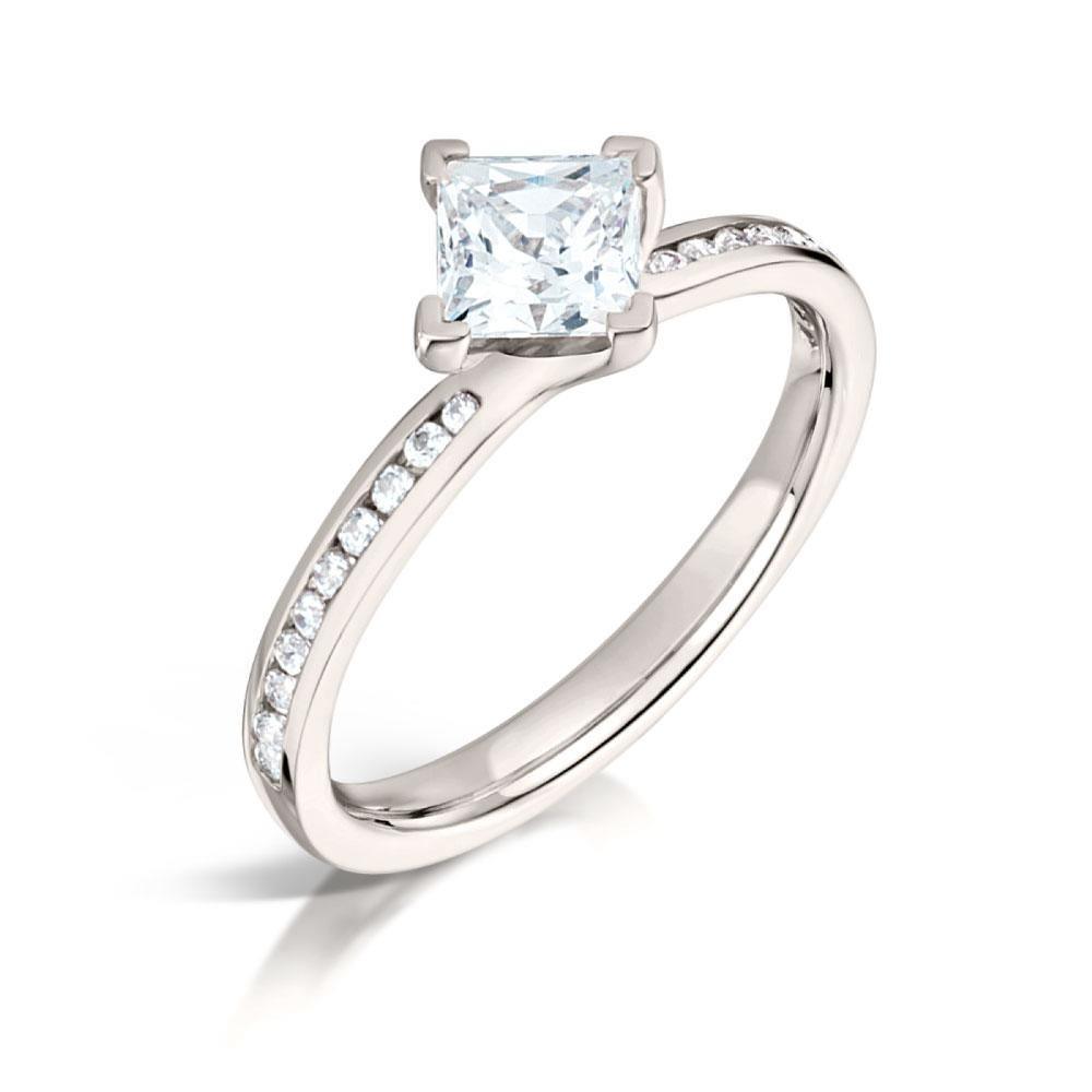 White-Gold Square Diamond Ring - Main Image