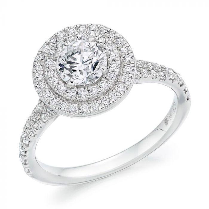 Brilliant Cut Double Halo Diamond Engagement Ring