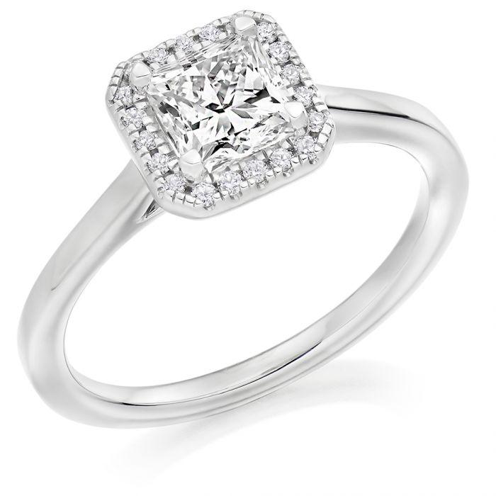Princess Cut Halo Diamond Engagement Ring