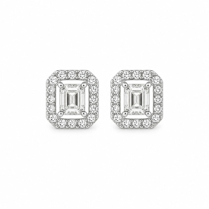 Platinum Emerald 0.20ct Diamond Halo Earrings