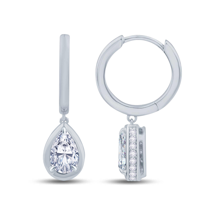 1.21ct Pear Cut Diamond Drop Earrings