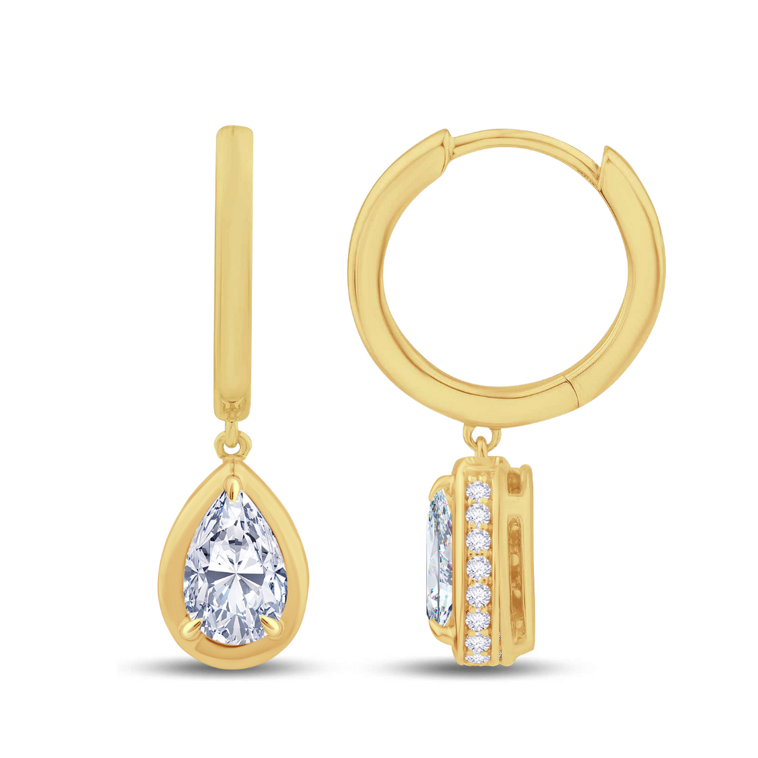 1.21ct Pear Cut Diamond Drop Earrings