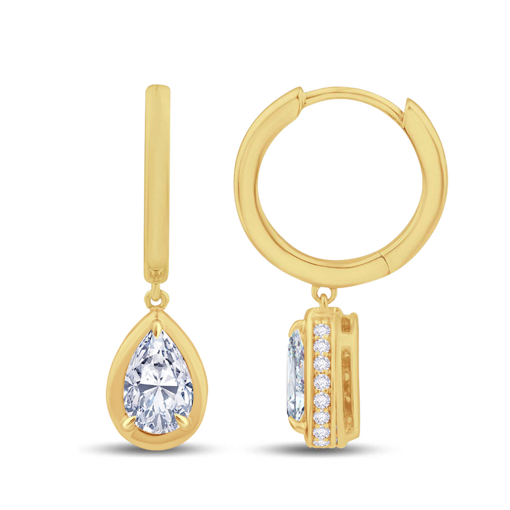 1.21ct Pear Cut Diamond Drop Earrings