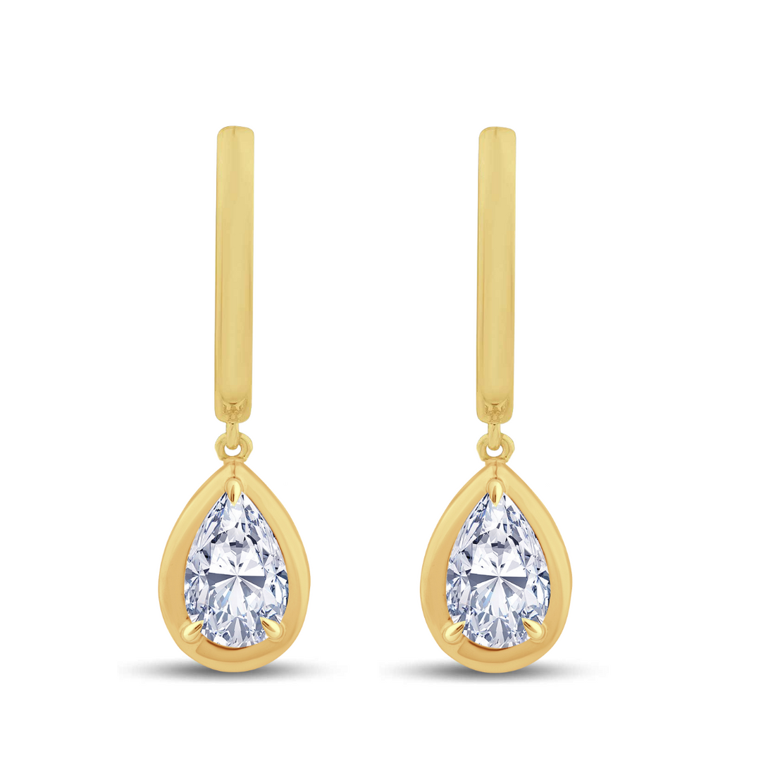 1.21ct Pear Cut Diamond Drop Earrings