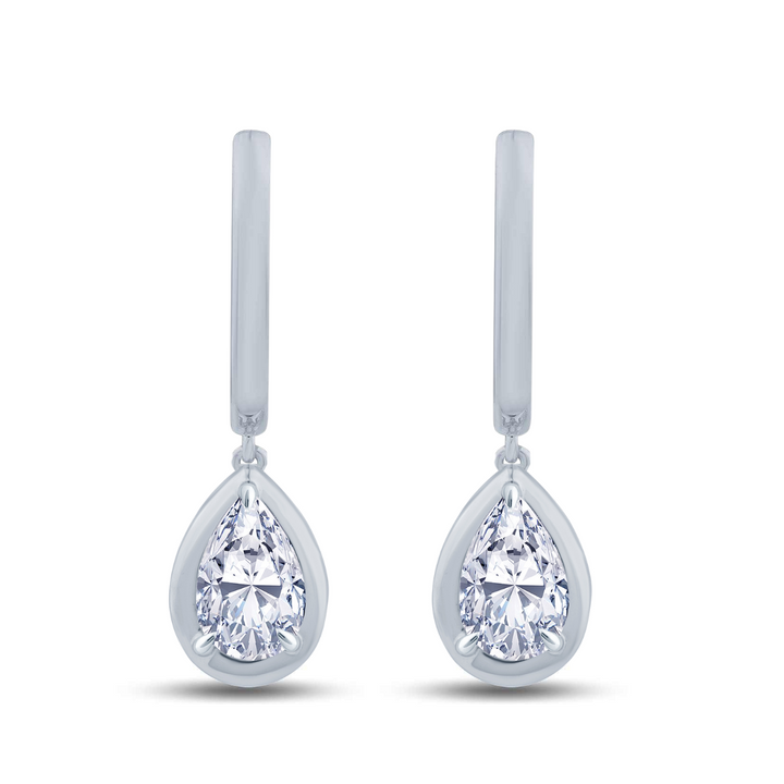 1.21ct Pear Cut Diamond Drop Earrings