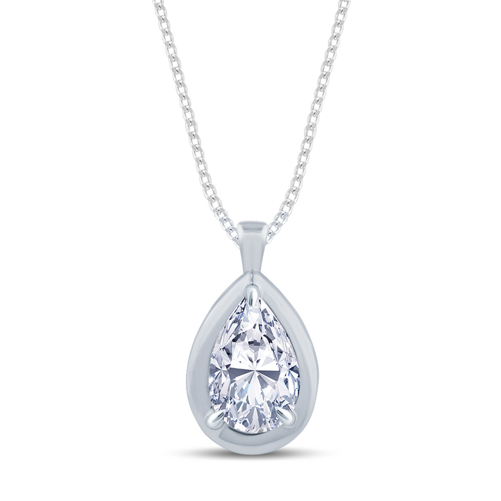 0.82ct Pear Diamond Hidden Halo Necklace