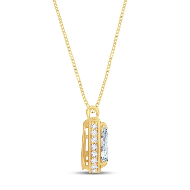 0.82ct Pear Diamond Hidden Halo Necklace