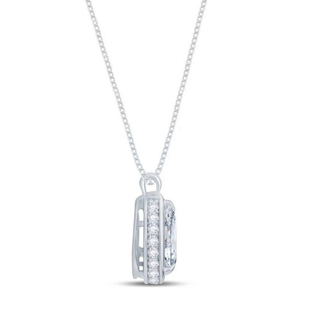 0.82ct Pear Diamond Hidden Halo Necklace