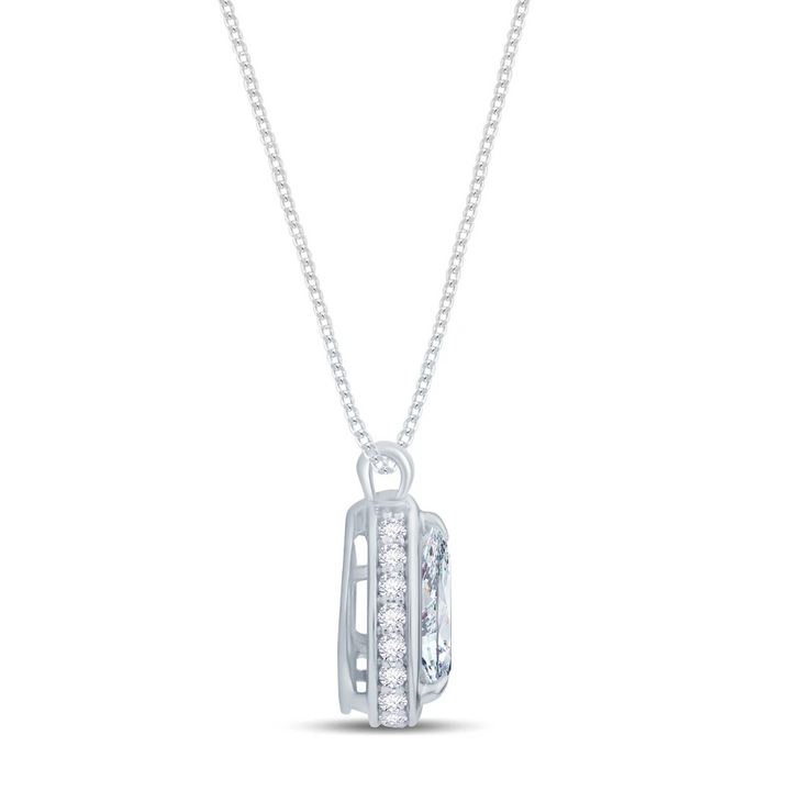 0.82ct Pear Diamond Hidden Halo Necklace
