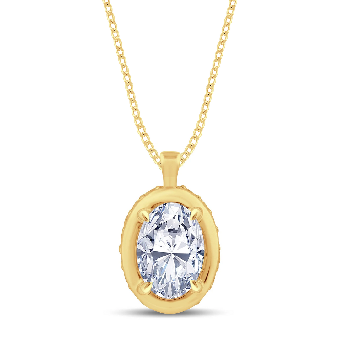 0.82ct Oval Diamond Hidden Halo Necklace