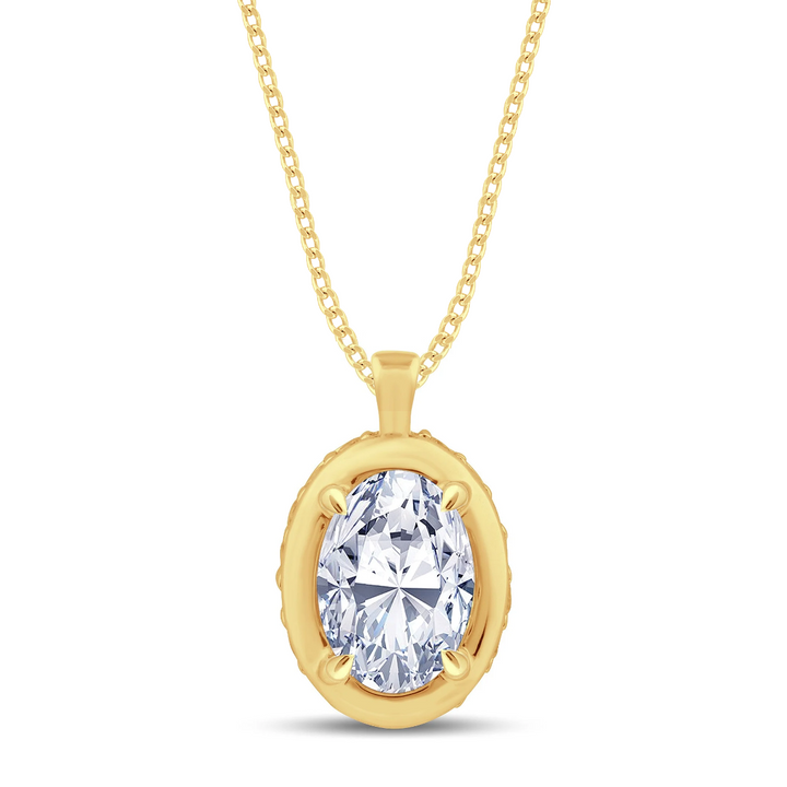 0.82ct Oval Diamond Hidden Halo Necklace