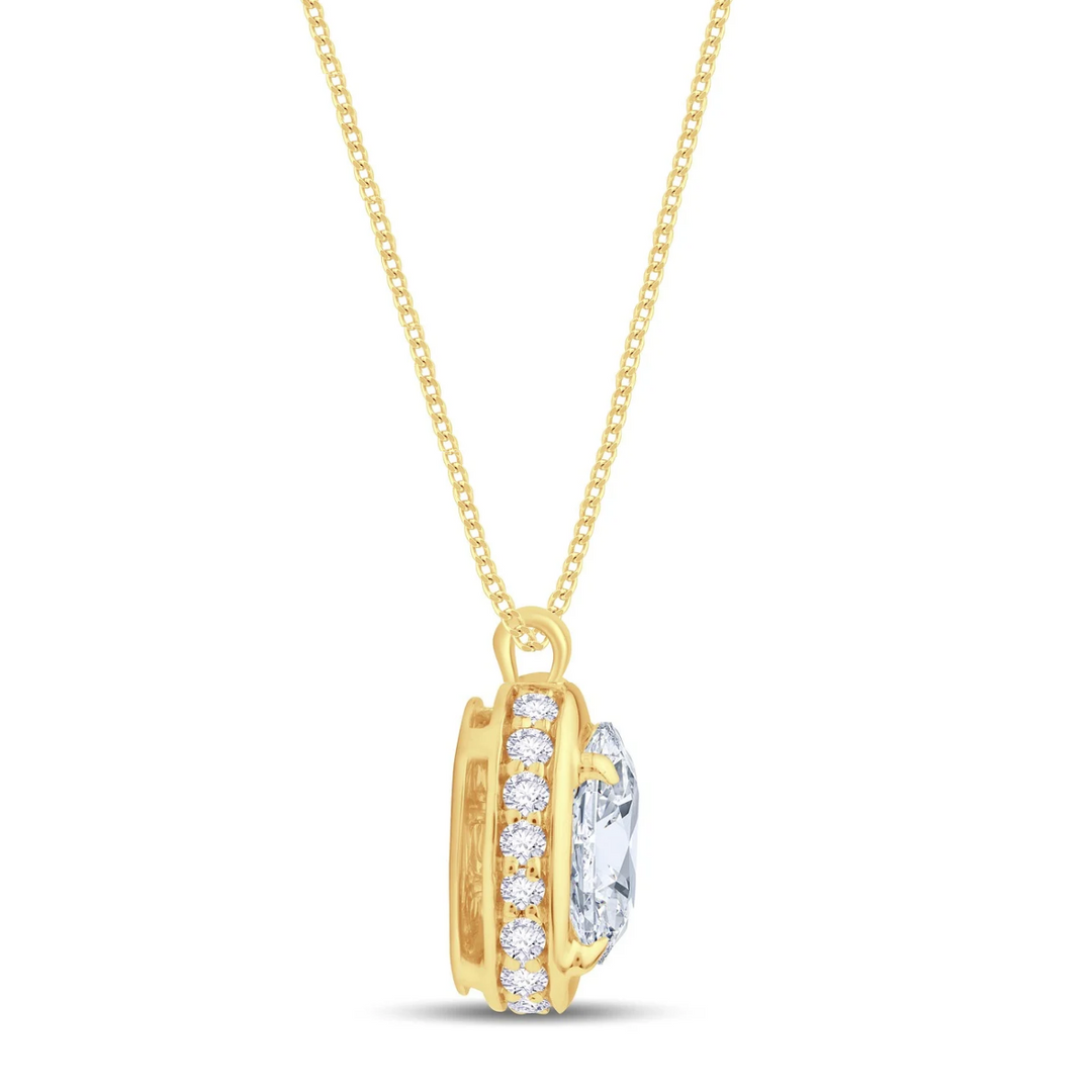 0.82ct Oval Diamond Hidden Halo Necklace