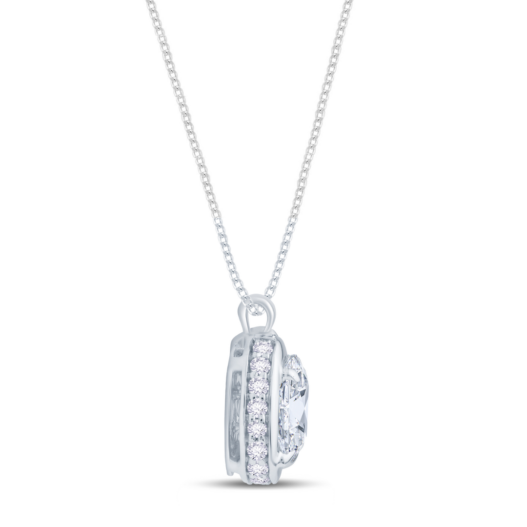 0.82ct Oval Diamond Hidden Halo Necklace
