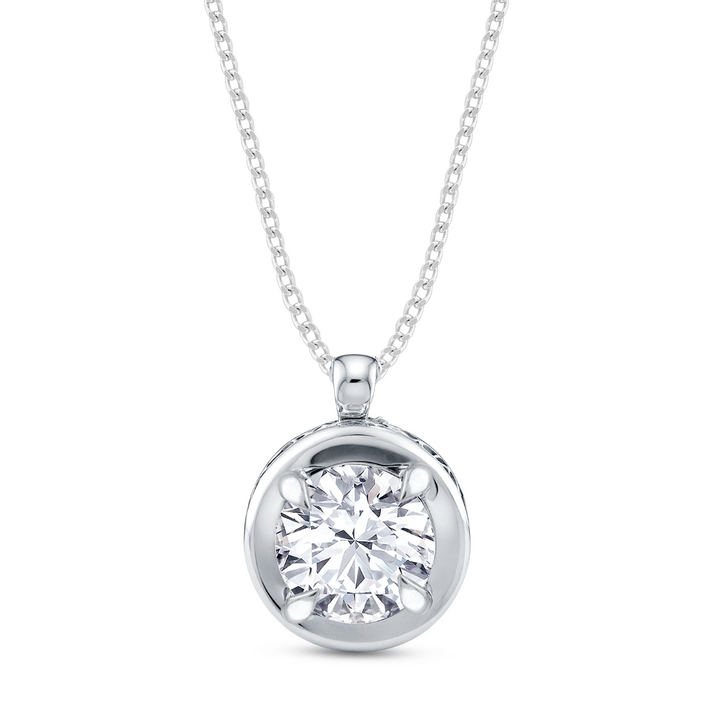 0.82ct Brilliant Diamond Hidden Halo Necklace