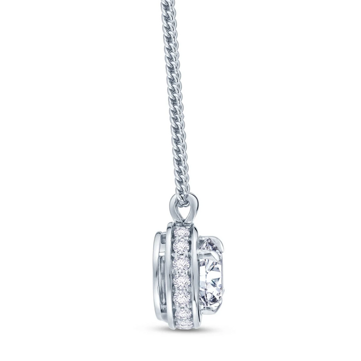 0.82ct Brilliant Diamond Hidden Halo Necklace