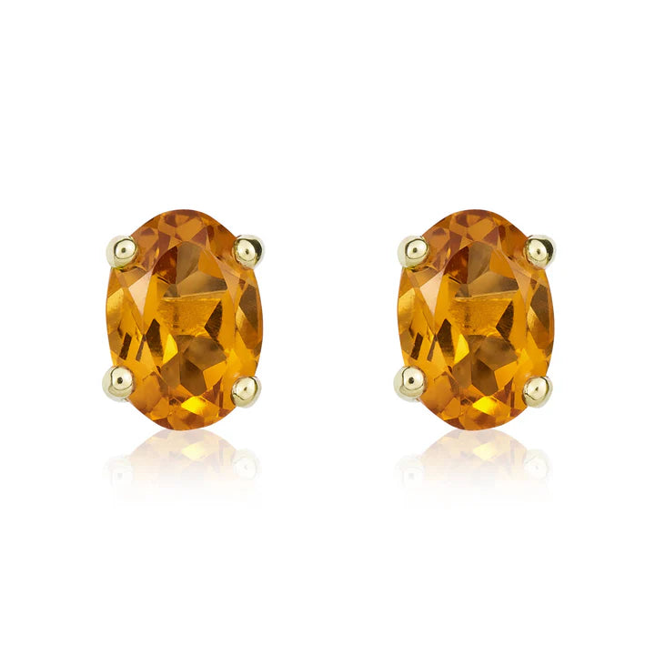 Citrine Stud Earrings 9ct Gold