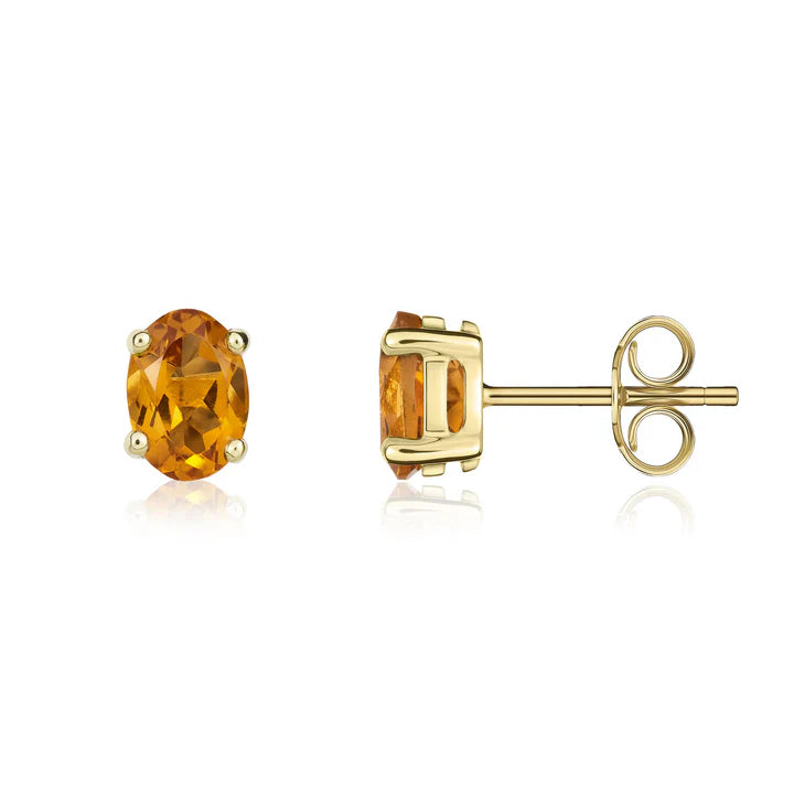 Citrine Stud Earrings 9ct Gold