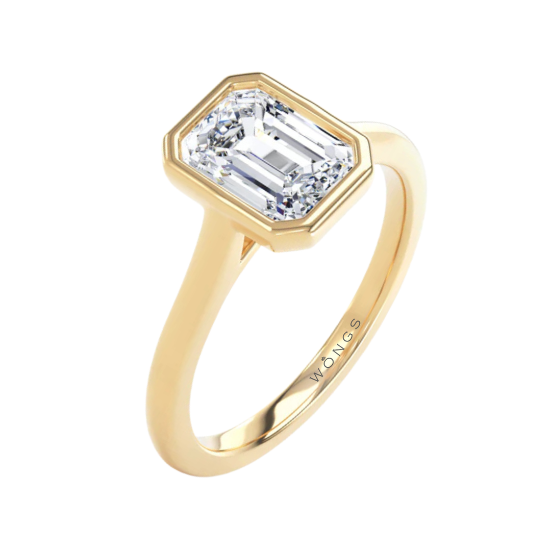 1.00ct Laboratory Grown Emerald Cut Engagement Ring 18ct Yellow Gold