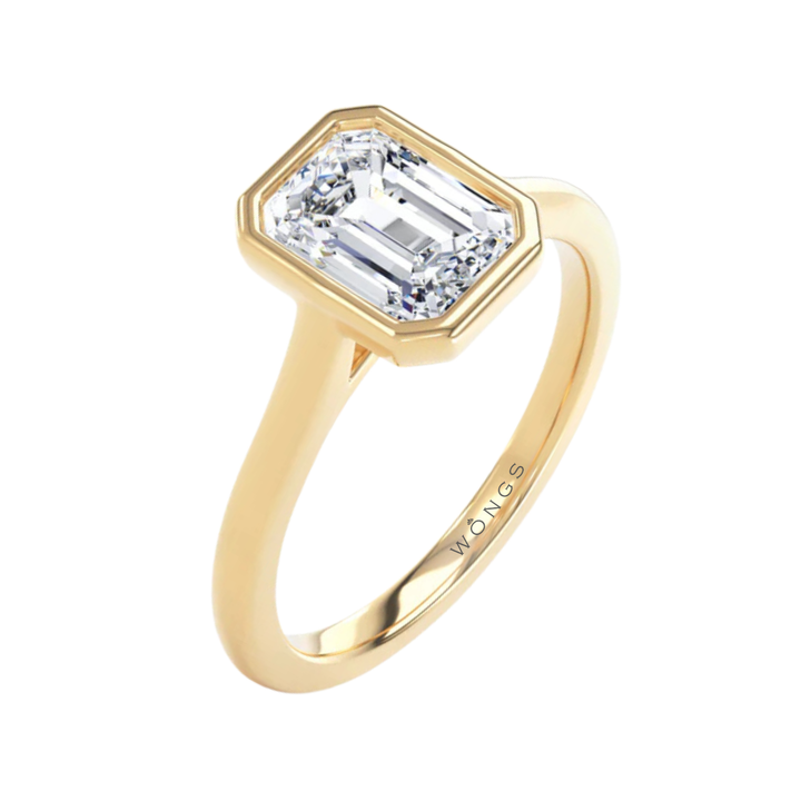 1.00ct Laboratory Grown Emerald Cut Engagement Ring 18ct Yellow Gold