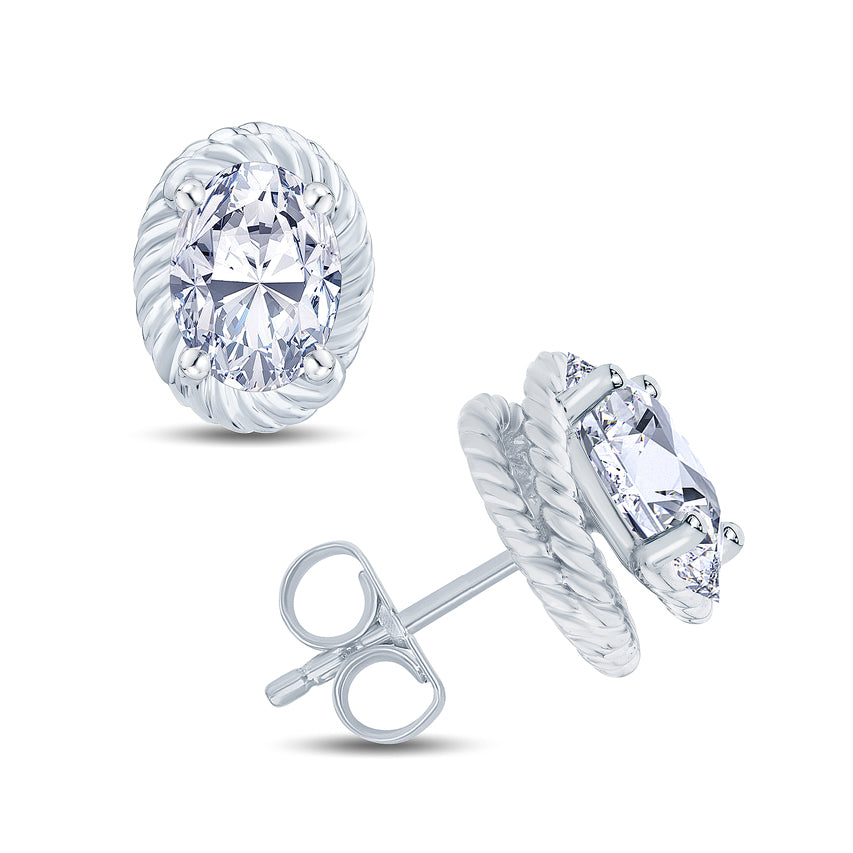 1.40ct Oval Cut Diamond Swirl Earrings